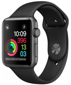 Apple Watch 2 42mm Space Gray Aluminum Case Black Sport Band